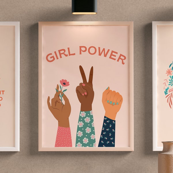 Feminist Poster, Feminist Wall Art, Feminist Art Print, Girl Power Art, Empowered Women Print, Girl Nursery Room, Feminist Nursery Art
