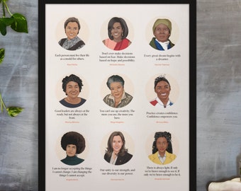 Black History Month Poster, Black Pride Print, Black Women Through History, Black Girl Power, Black Feminist Print, Gift for Her