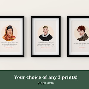 Set von gestärkten Frauen der Geschichte, Klassenzimmer Poster, Schulrat Therapie Dekor, Starke Frauen Poster, Feministische Kunstdrucke