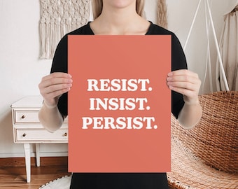 Feminist Poster, Feminism Art Print, Activism Poster, Feminist Art, Resist Poster, She Persisted Poster, Womens Office Decor