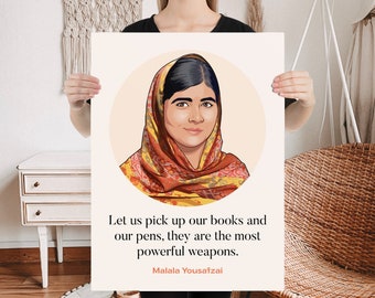 Malala Yousafzai Poster, Malala Art Print, Classroom Art Print, Empowering Print, Strong Women Art, Feminist Art Print, Feminist Wall Art