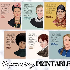 Printable Set of Empowered Women of History, Classroom Posters, School Councilor Therapy Decor, Strong Women Posters, Feminist Art Prints