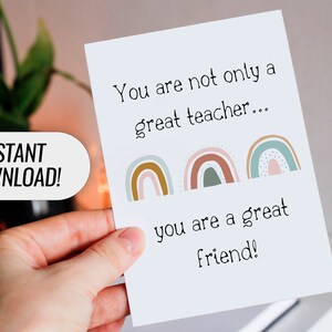 Printable Thank You card for teacher, Funny Teacher Appreciation Card, A+ Teacher, Gift for Teacher, End of Year Gift for Teacher