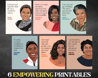 Printable Set of Empowered Black Women of History, Classroom Posters, Influential Black Women, Strong Women Posters, Feminist Art Prints