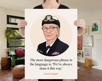 Grace Hopper Poster, Girls who Code, Computer Science Classroom, Feminist Art Print, Gift for Female Engineer, Gift for Developer