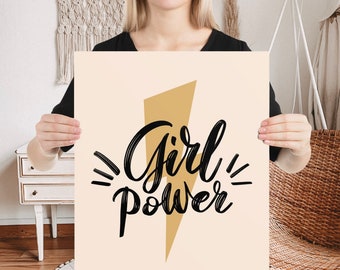 Girl Power Print, feministisches Kinderzimmer, feministisches Poster, Teenager Mädchenzimmer Deko, Kinderzimmer Deko Mädchen, Mädchen Power Wandkunst, Mädchenzimmer Deko