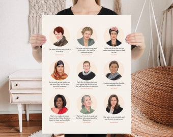 Set med stärkta kvinnor i historien, klassrumsaffischer, tjejkraftkonst, starka kvinnor-affischer, feministiska konsttryck