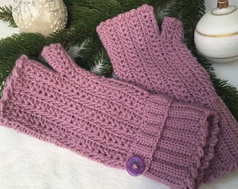 Knit hand warmers, pink knit gloves, Christmas gift for her, winter knitted gloves, wool pink knitted gloves