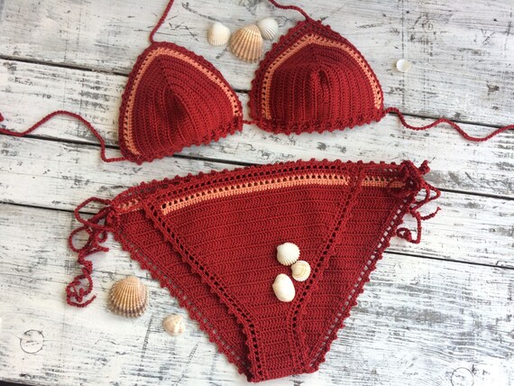 Crochet bikini set...Triangle bikini...Bohemian bikini | Etsy