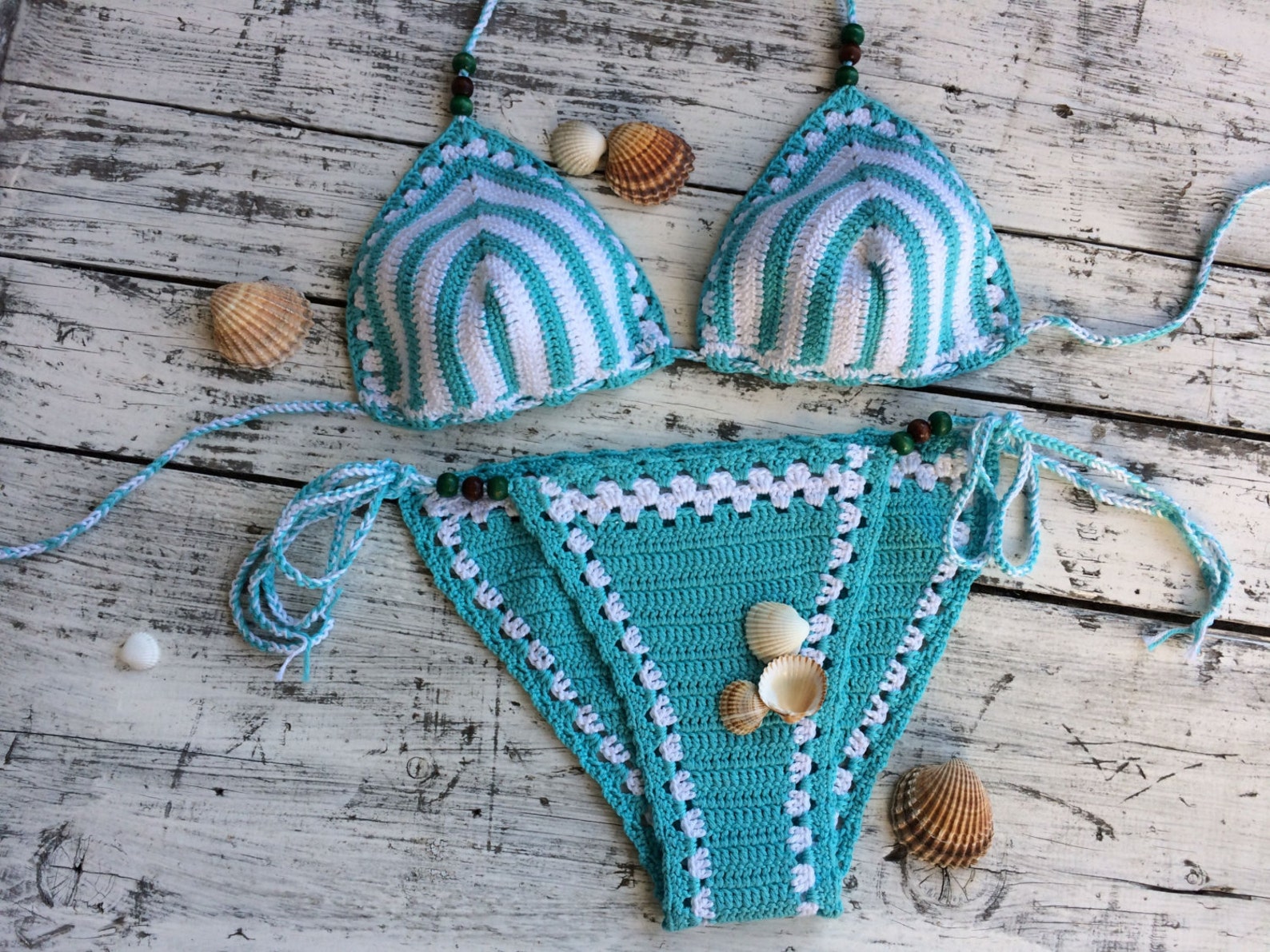 Crochet Bikini Crochet Swimsuit Triangle Bikini Stripes Bikini Etsy