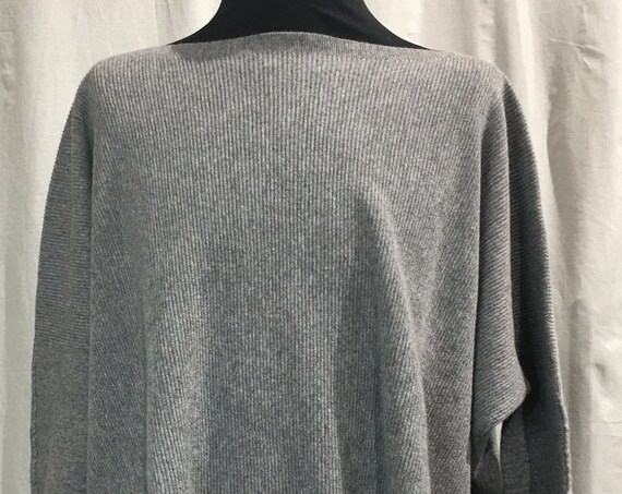 NAP Luxe 100% Cashmere Gray Boatneck Long Sleeve Sweater  PLUS Oversized Size Large