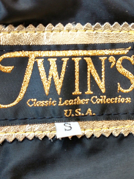 1980s Vintage Gold Leather Trimmed Black Glam Roc… - image 8
