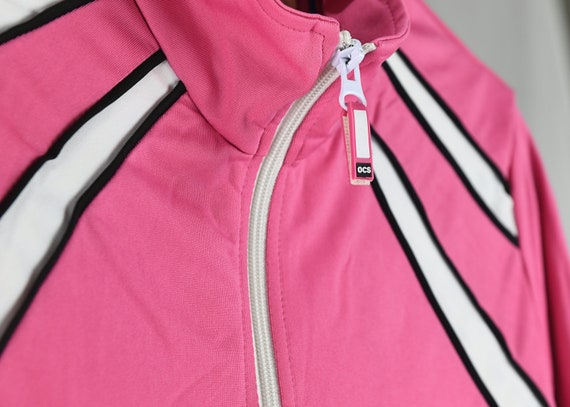 Hot Pink 1990s Oleg Cassini Sport Track Jogging Jacket - Size US Large