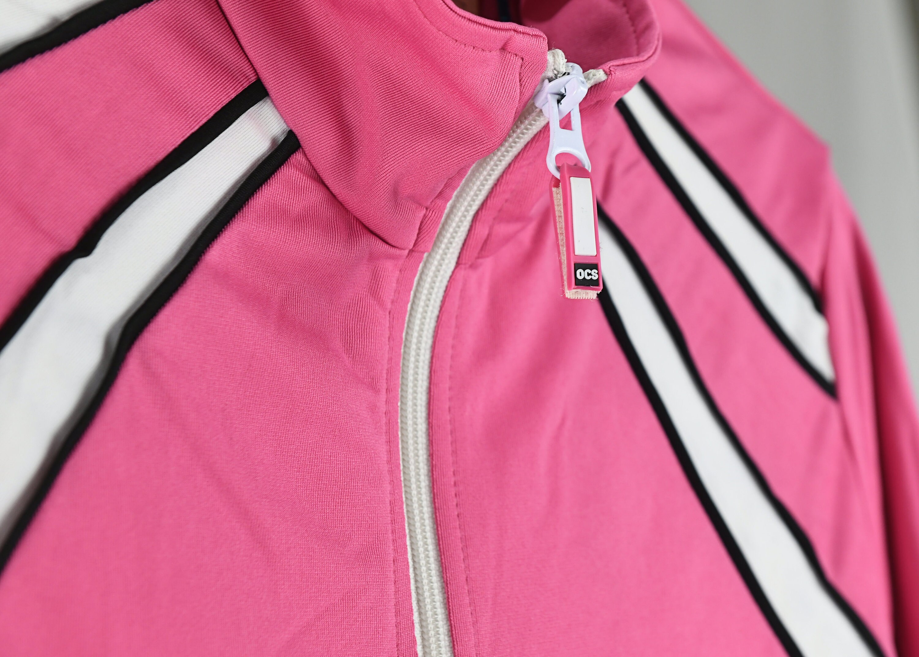 Hot Pink 1990s Oleg Cassini Sport Track Jogging Jacket Hot Pink 1990s Oleg Cassini Sport Track Jogging Jacket