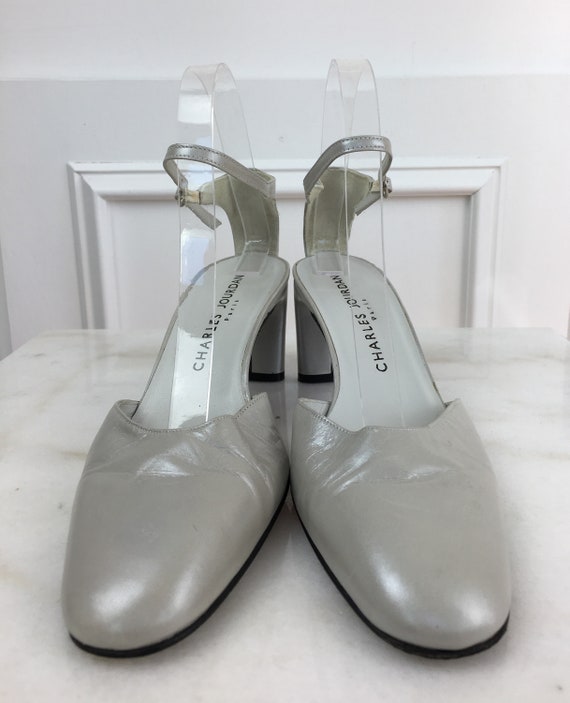 Charles Jourdan Paris Silvery Gray Leather 1980s … - image 3