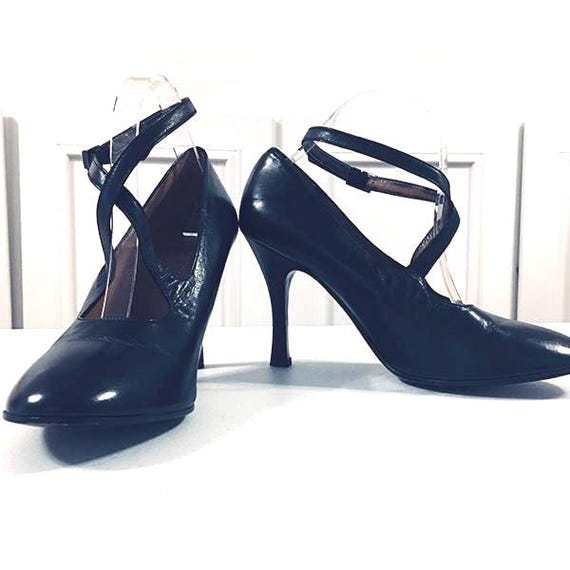 1990s Romeo Gigli Italian Made Black Leather Stiletto Heels Worn Once! - Size  EU 40 / US 10