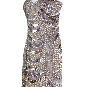 Gold Silver Strapless Sequined Bodycon Mini Cocktail Homecoming Formal Dress  - Size US 4 - Etsy