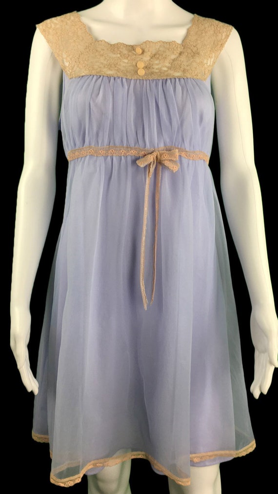 Lisette designed by Al Sterling Periwinkle and Pink Lace Babydoll with Bow 1960’s Era (SKU 10950CL)