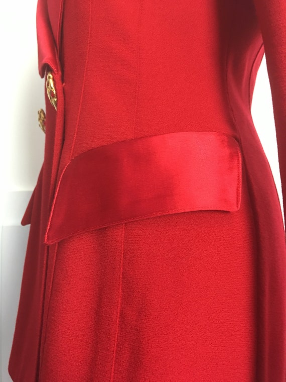 Red Wool Silk Blend Satin Noviello Bloom Tuxedo C… - image 4