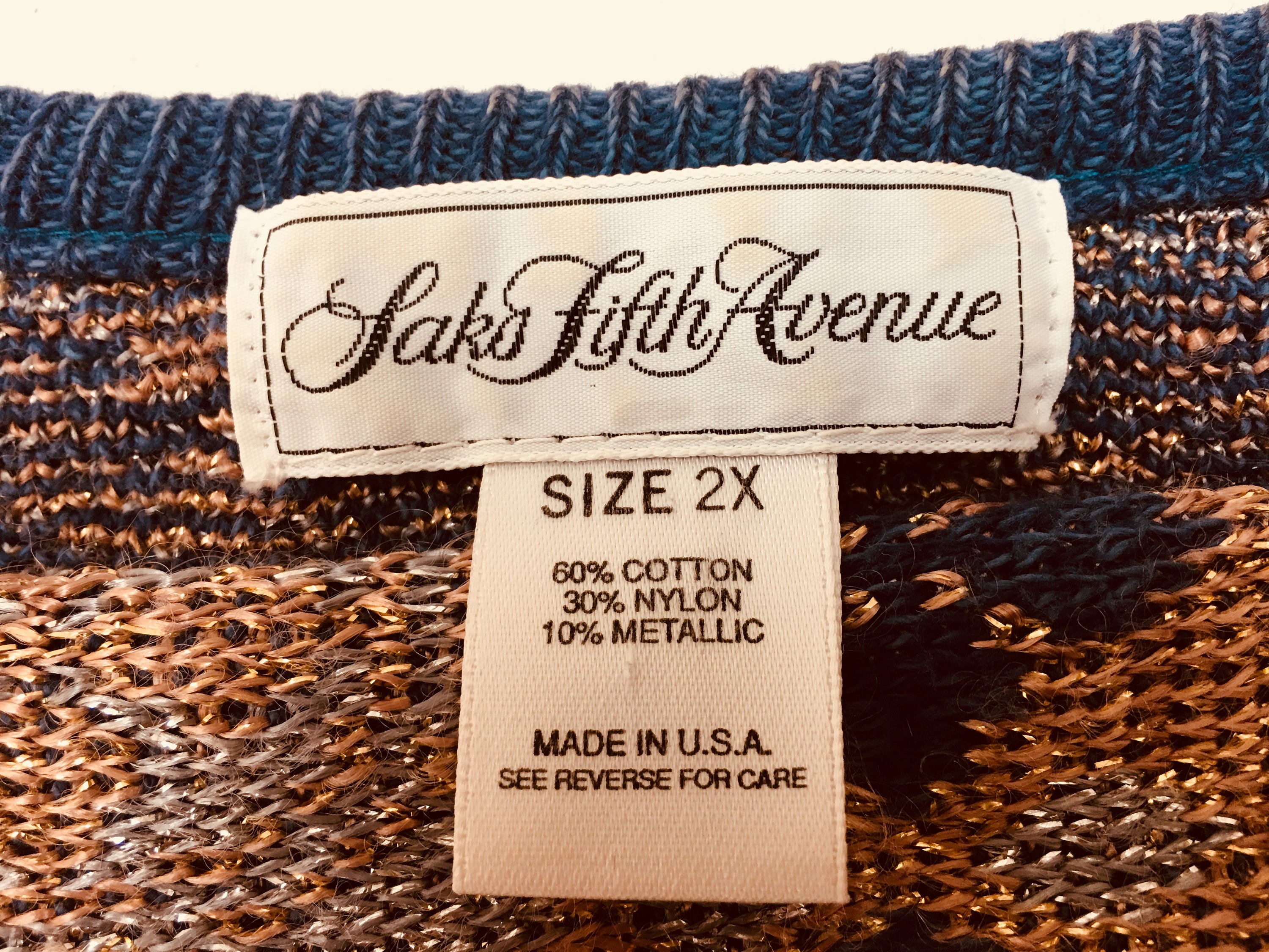 Saks Fifth Avenue Plus Sized Blue Metallic & Rhinestone 1980s Etsy