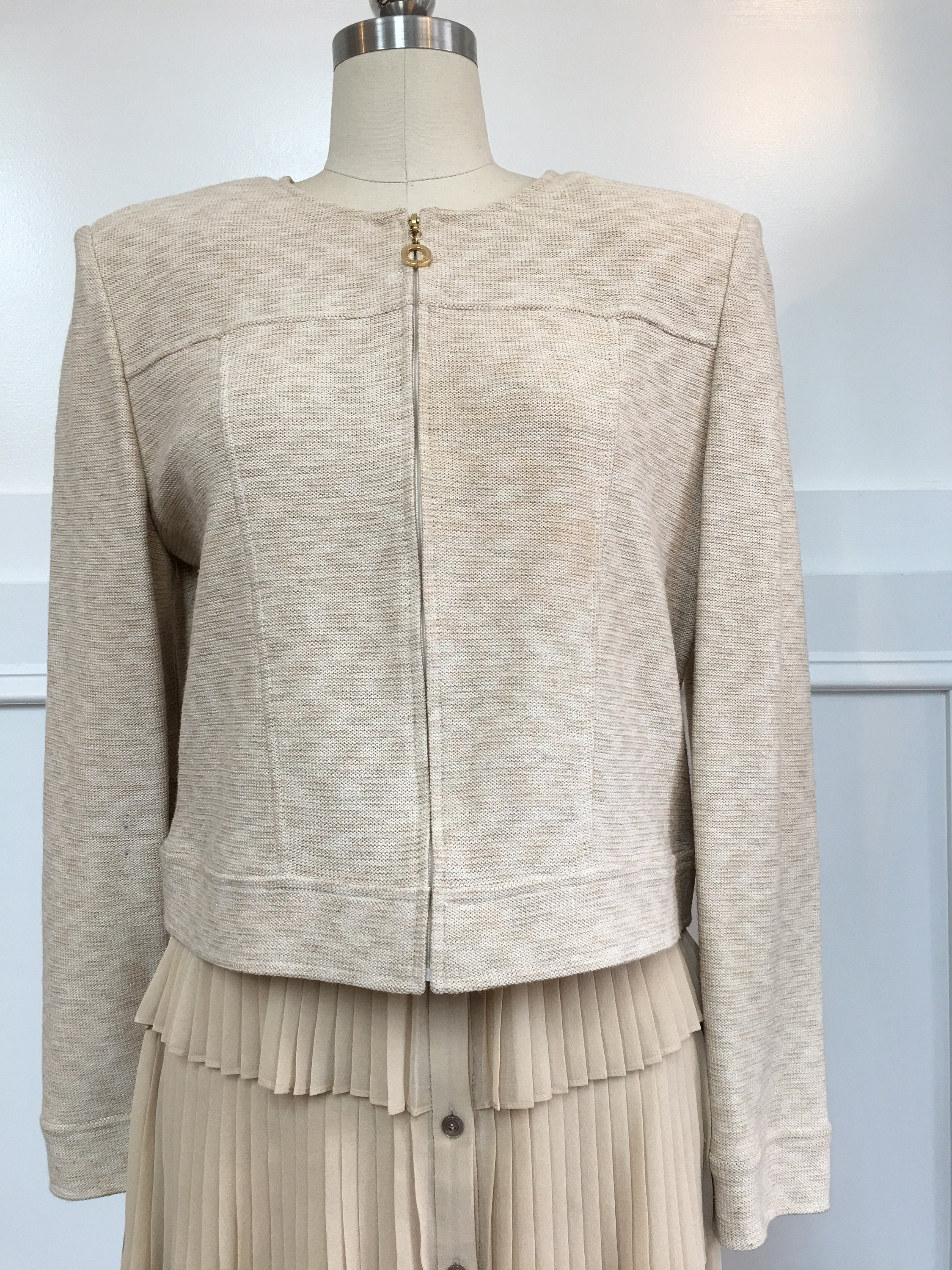 Classic St. John Collection by Marie Gray 1990s Taupe Knit Jacket