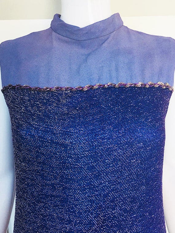 MOD VIntage 1970s Sleeveless Mock Neck Purple Lur… - image 2
