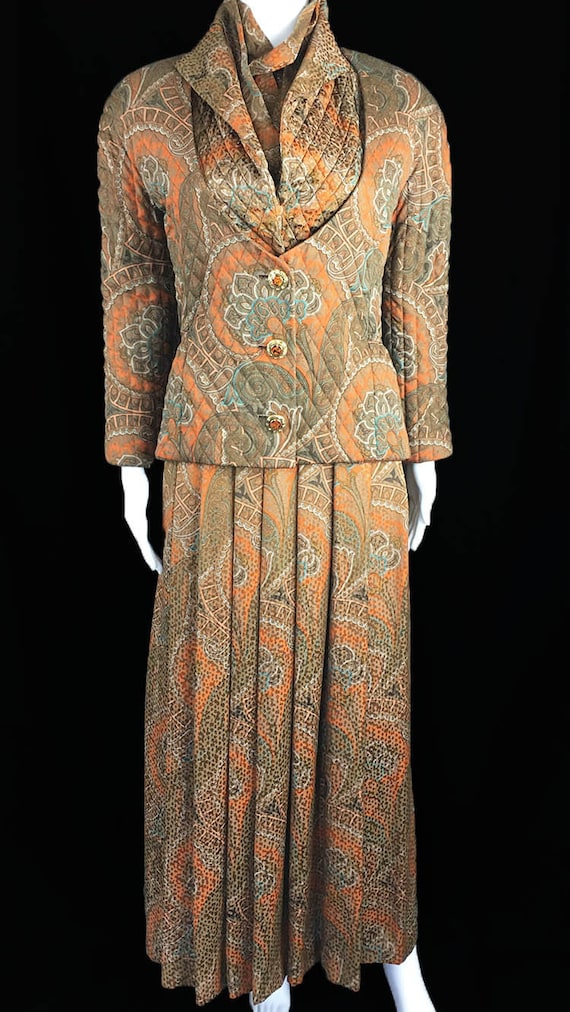 Carolyne Roehm for Saks Fifth Avenue RARE 1980s Paisley Silk Gown and Jacket US Size US 8  (10751CL)