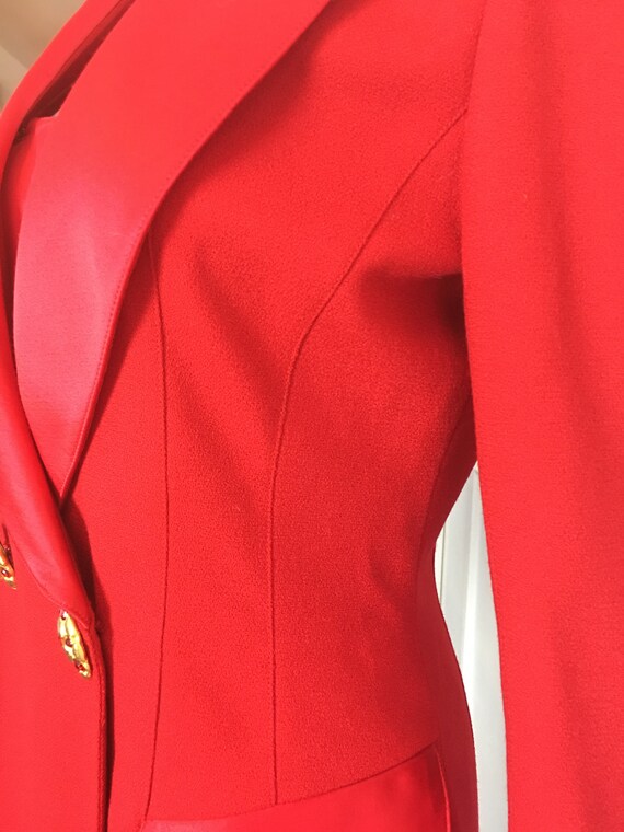 Red Wool Silk Blend Satin Noviello Bloom Tuxedo C… - image 6