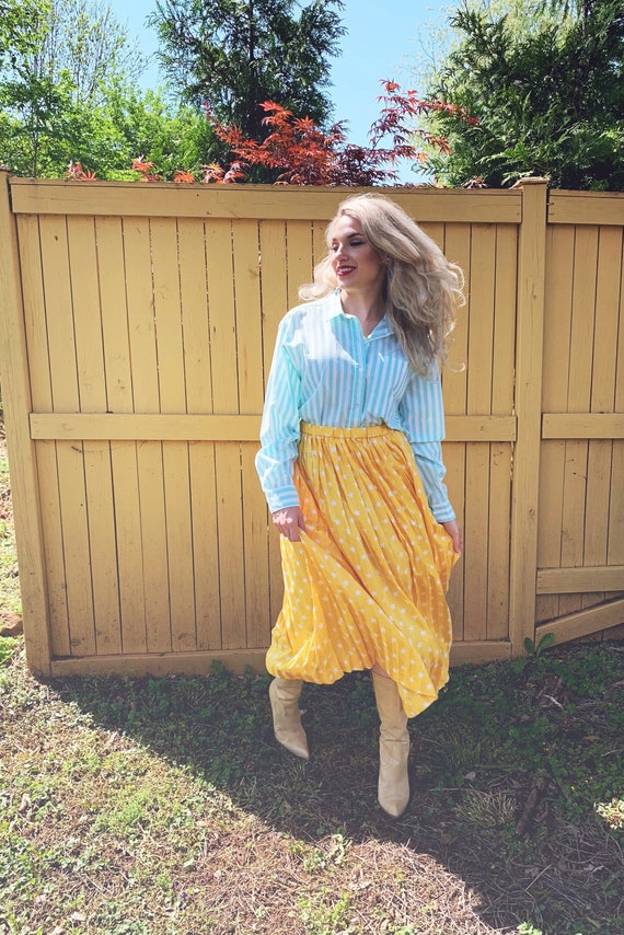 Preppie Preppy 1980s Diane Von Furstenberg DVF Turquoise Teal Mint Green and White Striped Shirt Oxford Size 16 / PLUS