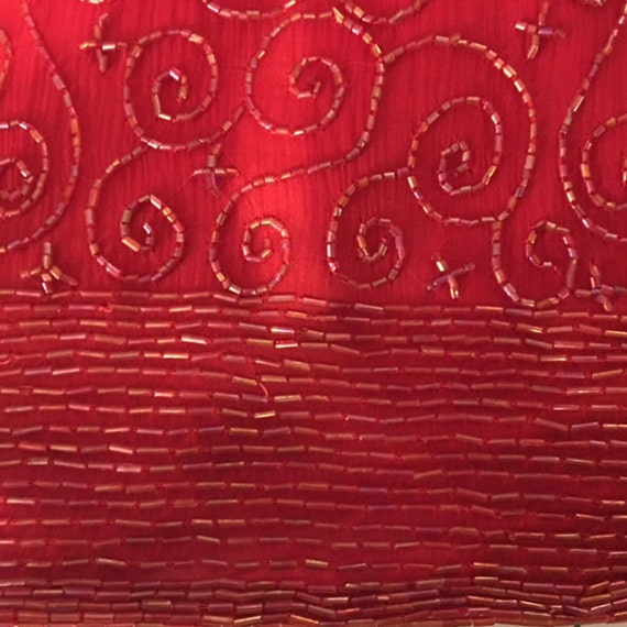 Laurence Kazar Brite Red Beaded Silk 1980s Cockta… - image 3