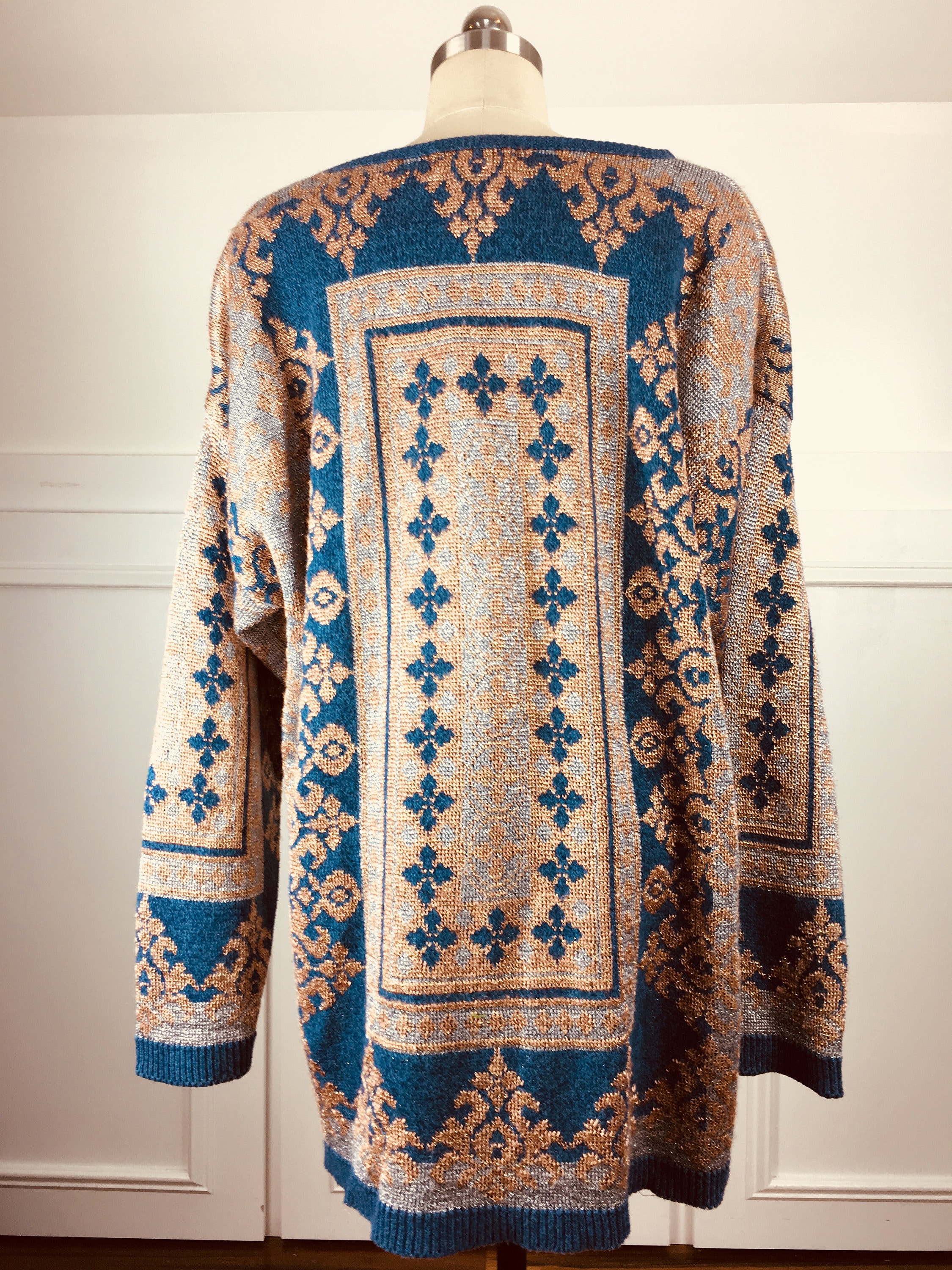 Saks Fifth Avenue Plus Sized Blue Metallic & Rhinestone 1980s Etsy