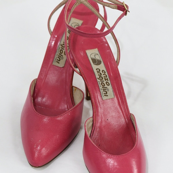 Early Enzo Angiolini Hot Rose Pink Strappy Pumps Heels- Size 7.5 N