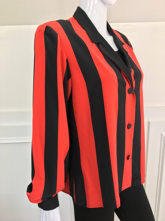 Bold Vertical Black and Red Striped Albert Nipon … - image 5