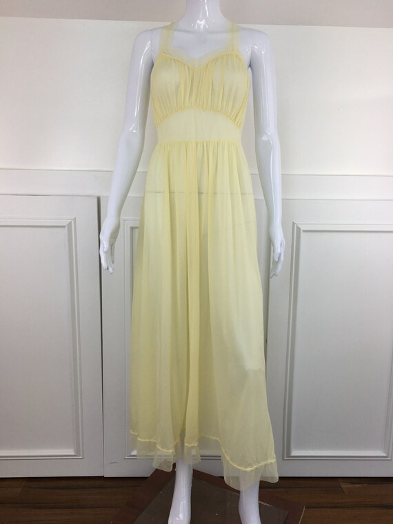 Sexy Pale Yellow Ethereal Sheer Vintage Nightgown (SKU 11004CL)