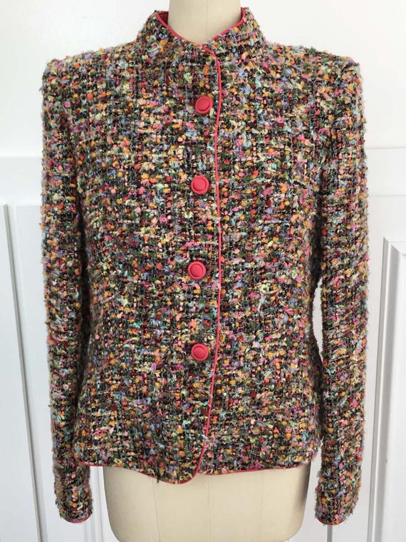 1990s Armani Collezioni Boucle Coral Multicolor Bl