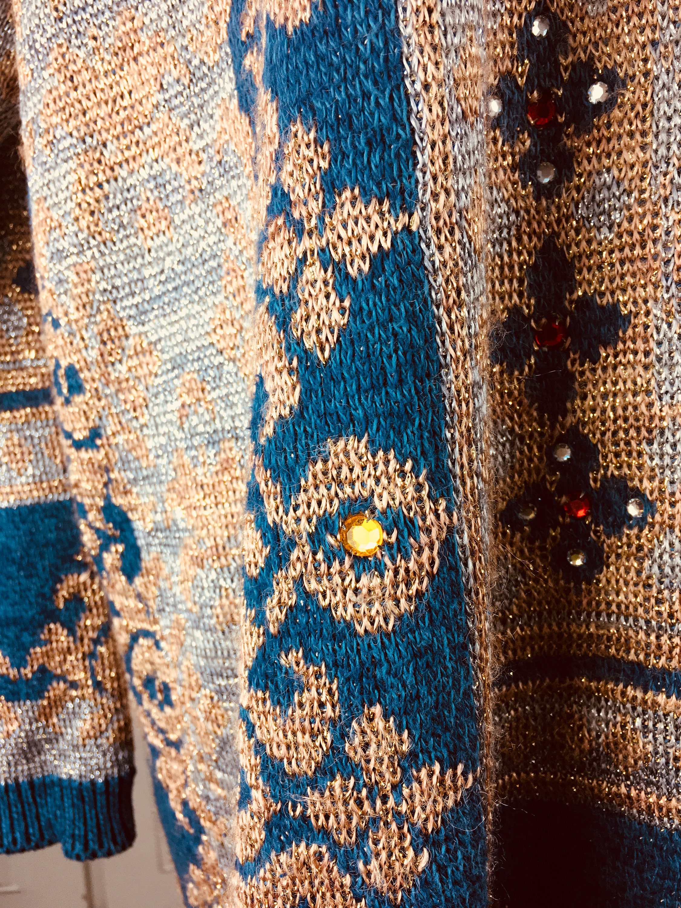 Saks Fifth Avenue Plus Sized Blue Metallic & Rhinestone 1980s Etsy