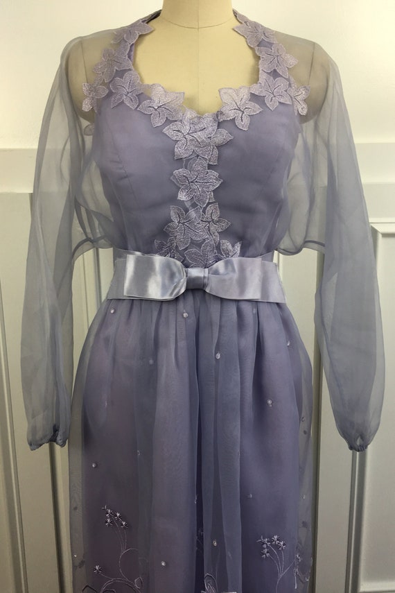 VIntage 1970s Victor Costa Periwinkle Lavender Evening Wedding Bridesmaid  Prom Gown US Size 10