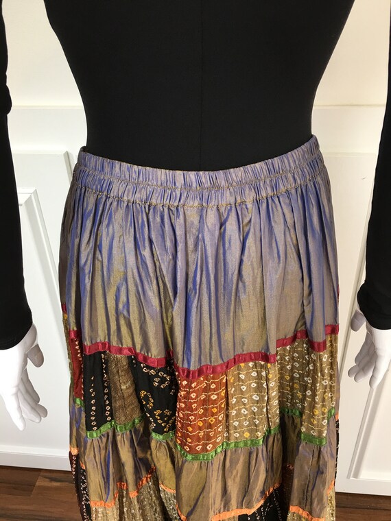 Iridescent Silk BOHO Midi/Maxi Skirt by Anu by Natural Size Large (10268CL)