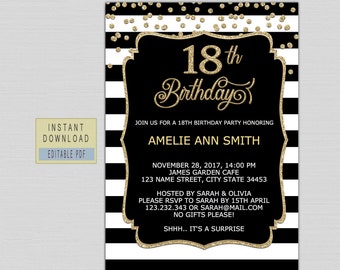 18th Birthday Invitations Etsy