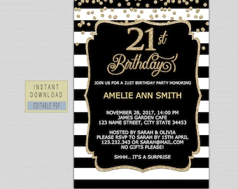 21st birthday invitations etsy