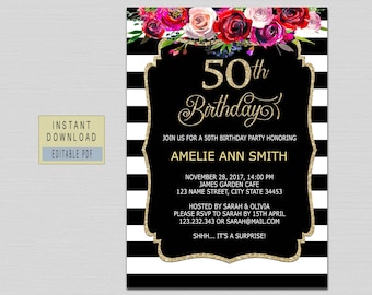 black and red invite etsy