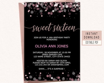 16th birthday invite etsy