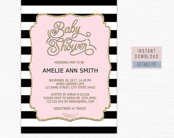 pink black invites etsy