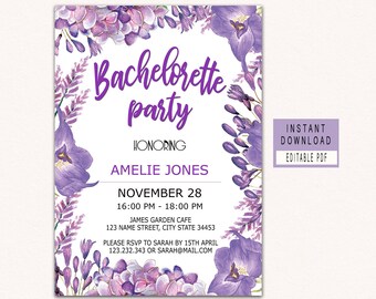 purple party invite etsy