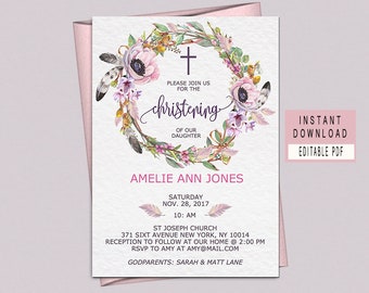 christening invites etsy