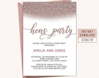 hen party invitation etsy