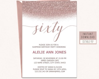 60th birthday invite etsy