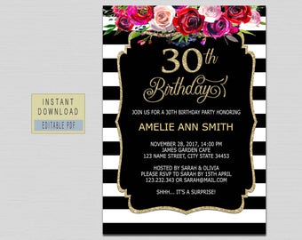 30th birthday invite etsy