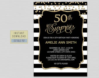 surprise 50th birthday invitations etsy