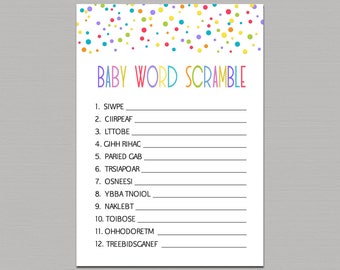 gender reveal party games baby word scramble game baby etsy